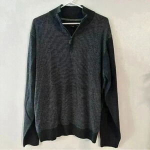 NWT Tricots St Raphael Sweater Mens Sz XL Grey Black 1/4 Zip Pullover Casual‎